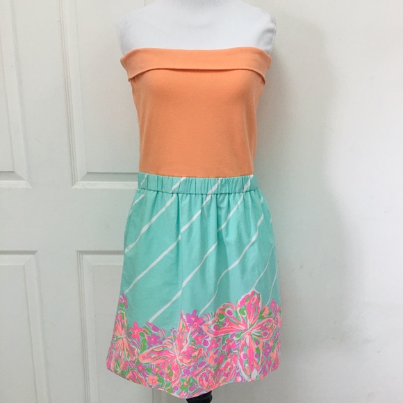 Lilly Pulitzer Strapless Dress Size L Floral